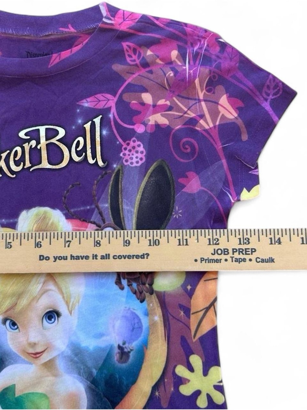 Disney Tinker Bell Purple Floral Short Sleeve Tee size small - Picture 5 of 5